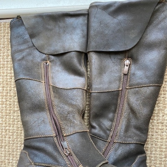 EL NATURALISTA tall leather boots US 6-6.6 (37 EU) dark brown decorative fringe - Picture 8 of 16